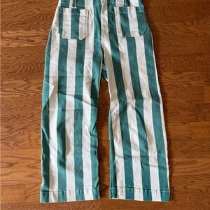 Striped Collette Pants in Green and White